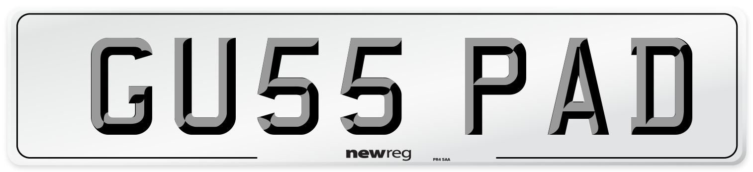 GU55 PAD Number Plate from New Reg